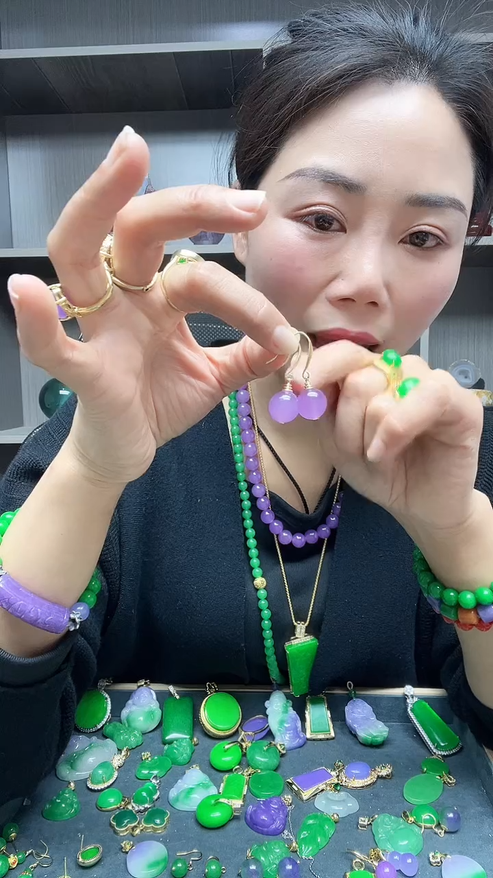 【闪购商品】翡翠耳饰14K金镶嵌耳饰
