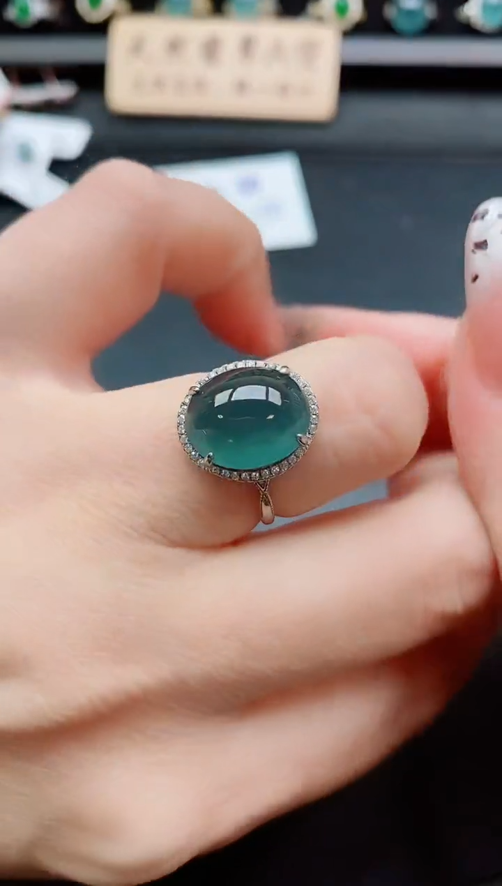 银S925镶嵌戒指翡翠1