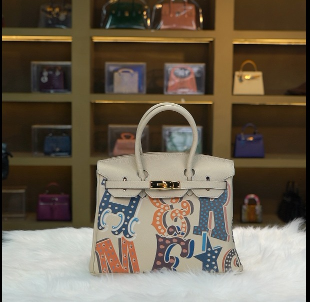 【尺寸：30*15*24】SISI原创设计高定真皮女包百搭30铂金彩卯 奶昔白