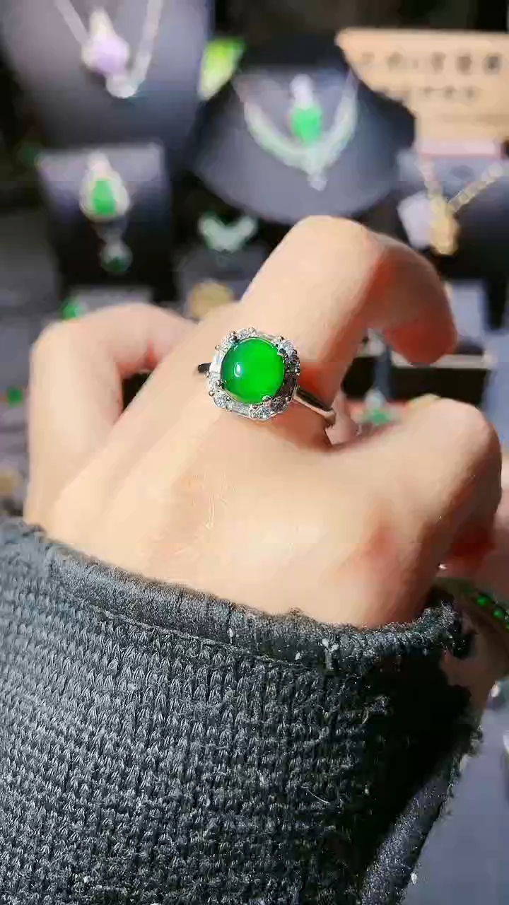 【闪购商品】翡翠戒指银S925镶嵌戒指