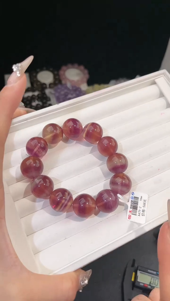 【闪购商品】萤石手链未镶嵌多样性发一夕阳萤石19mm