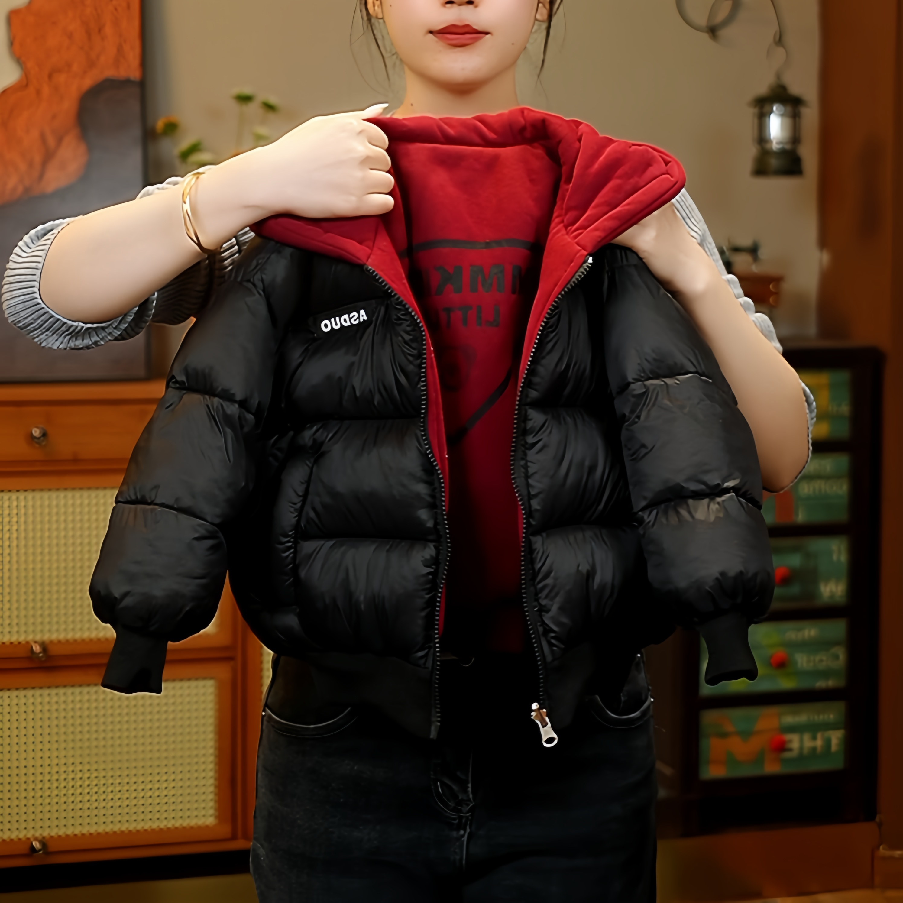 男童冬装棉服外套2025冬季新款洋气女宝宝双面双穿加棉加厚棉衣