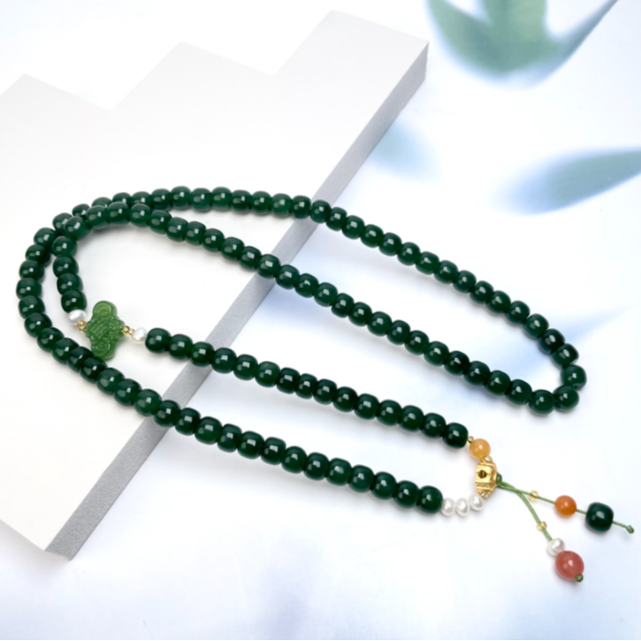 菲菲珠宝好*碧玉老型珠5*6mm项链-多样性发一