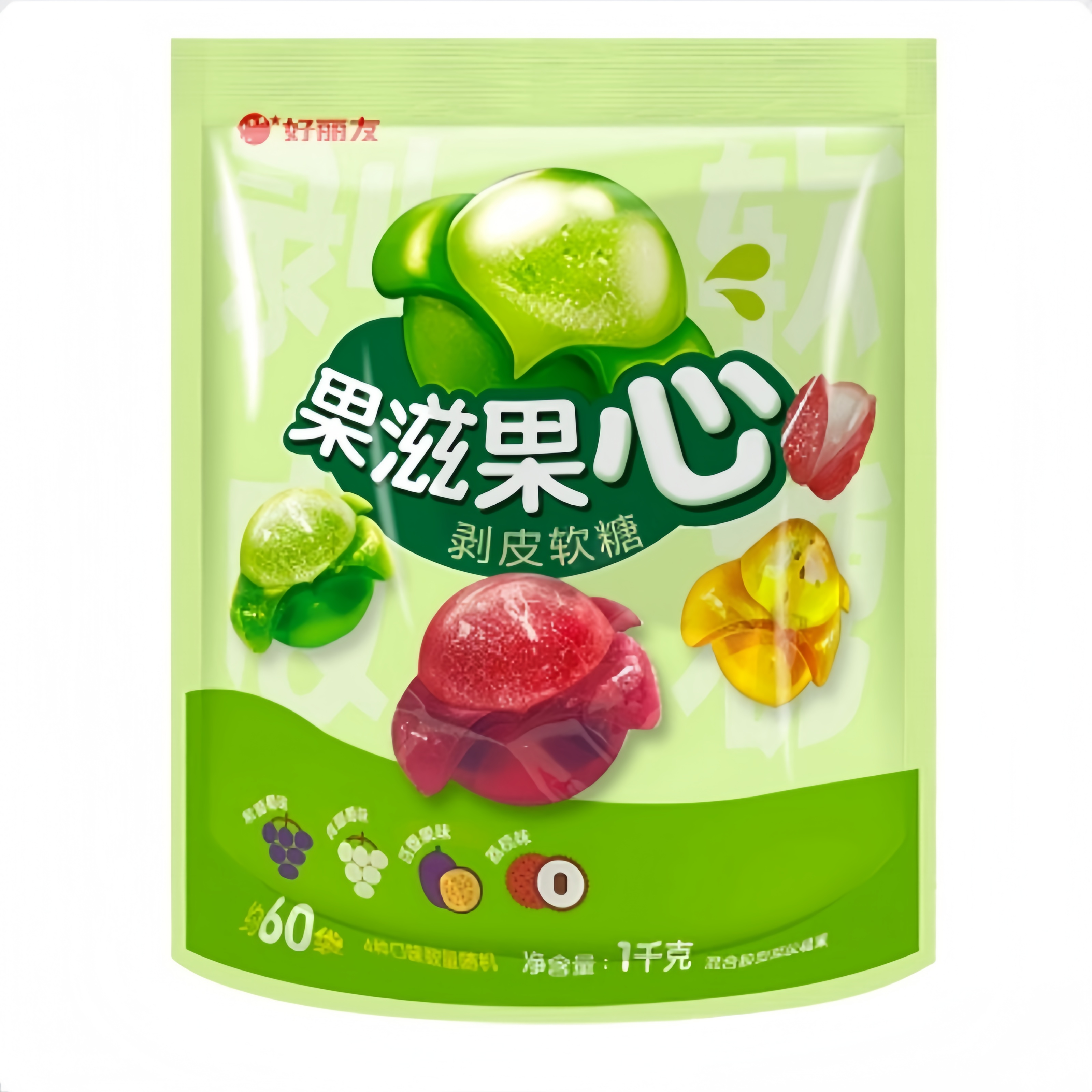 开市客代购好丽友混合剥皮网红果汁软糖1kg凝胶糖果零食独立包装