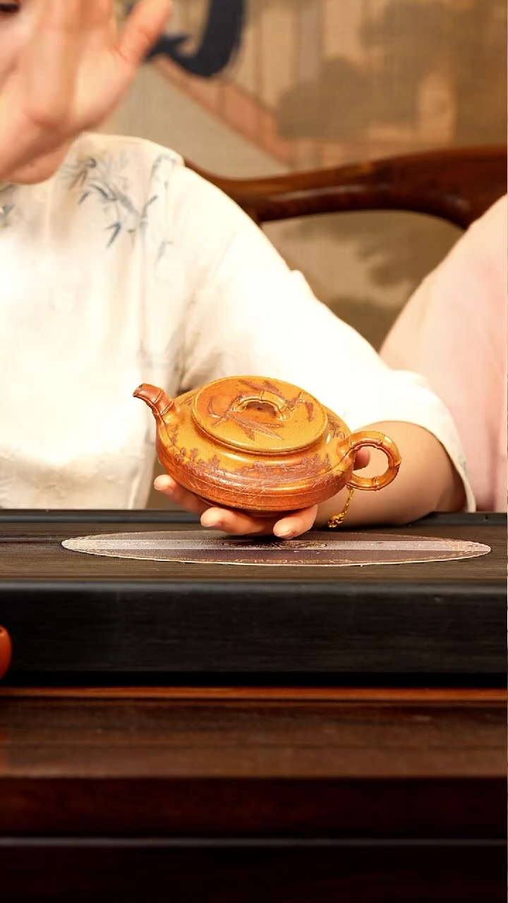 【闪购商品】紫砂茶壶JLQ 柴烧 扁竹鼓