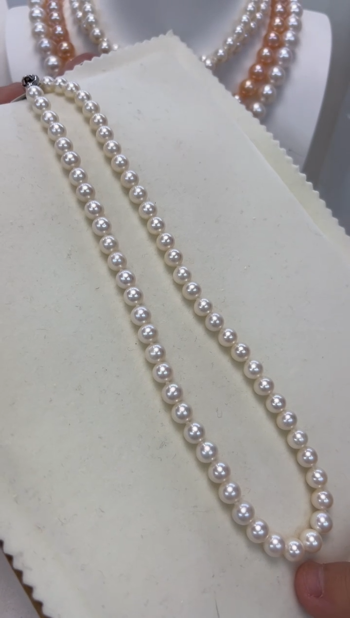 【闪购商品】淡水珍珠颈饰银S925镶嵌7-7.5mm