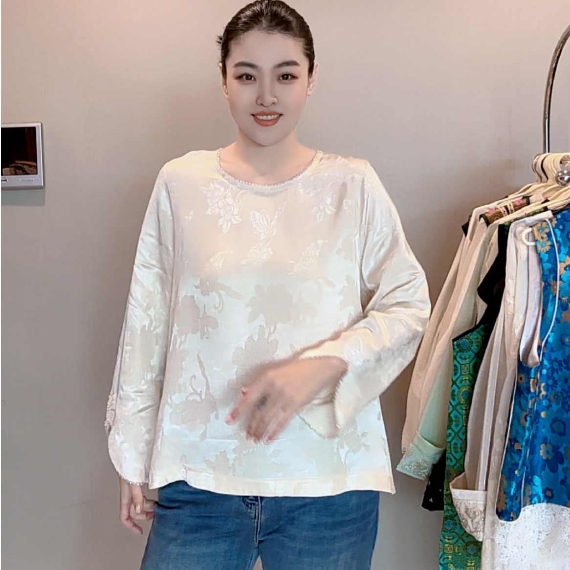 3142｛指间蝶飞｝新中式宽松时尚垂坠显瘦清爽舒适国风衬衫