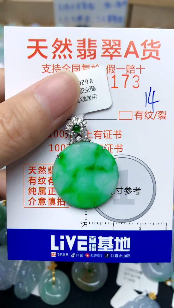 【闪购商品】翡翠颈饰18K金镶嵌14天然A货翡翠