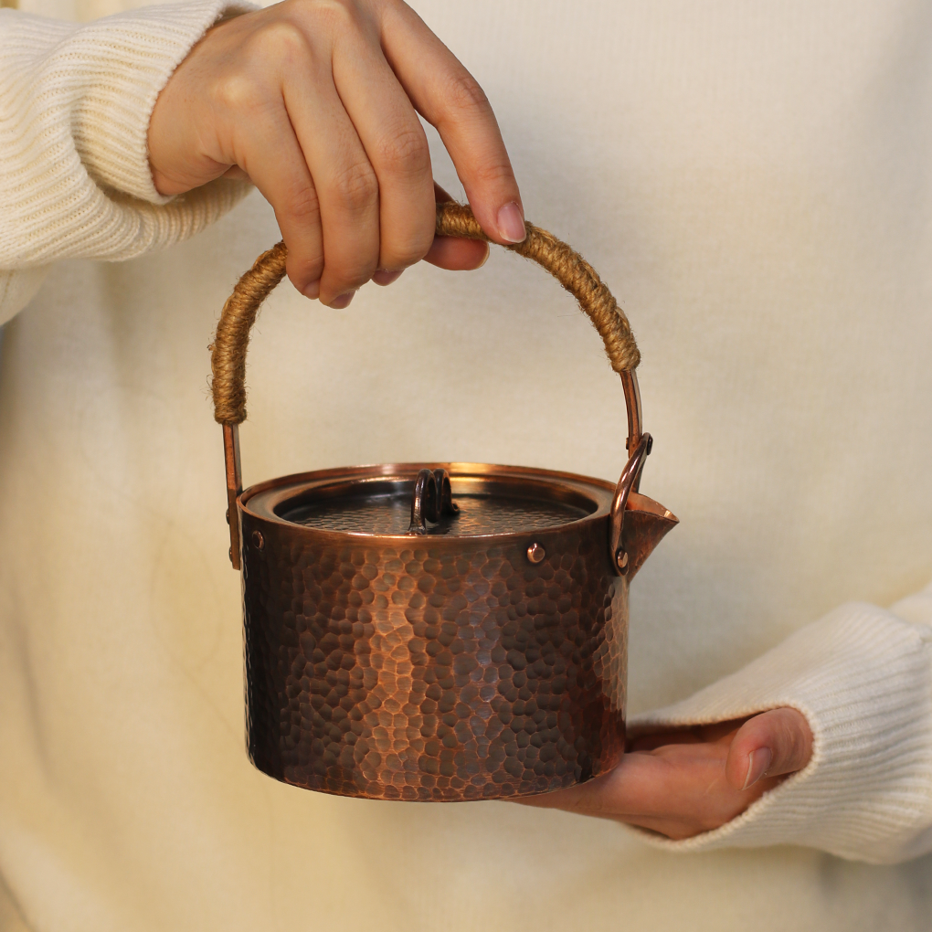 紫铜一张打桶式提梁壶 加厚纯手工煮水壶 提梁铜壶 户外壶