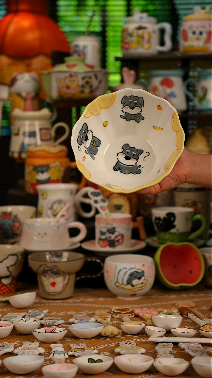 陶瓷无盖款 景德镇有彩高温釉下彩纯手绘创意瓷