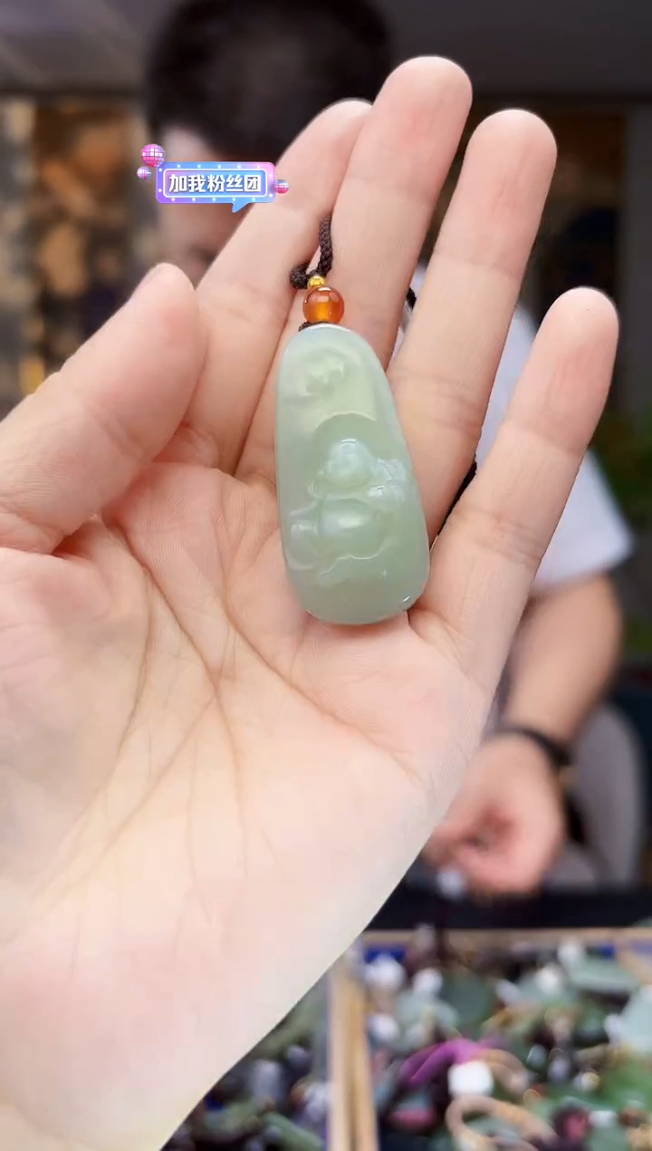 和田玉未镶嵌挂件拍一发一