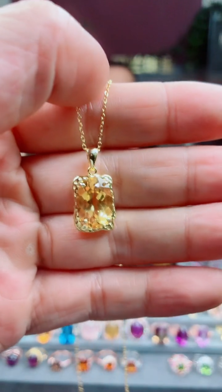 吊坠(赠链)银S925镶嵌黄晶黄晶吊坠