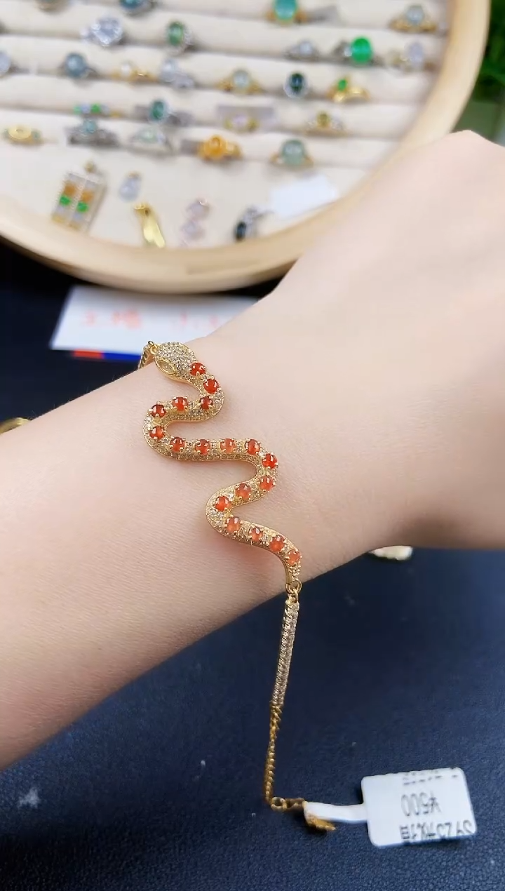 银S925镶嵌翡翠手链565446