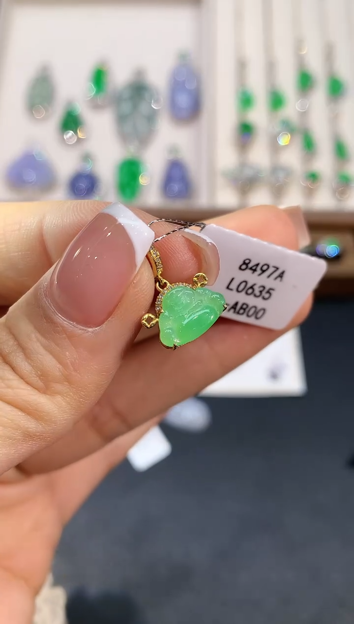 【闪购商品】翡翠18K金镶嵌吊坠(不含链)L0635