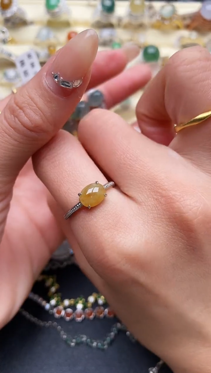 【闪购商品】翡翠戒指银S925镶嵌555555+6