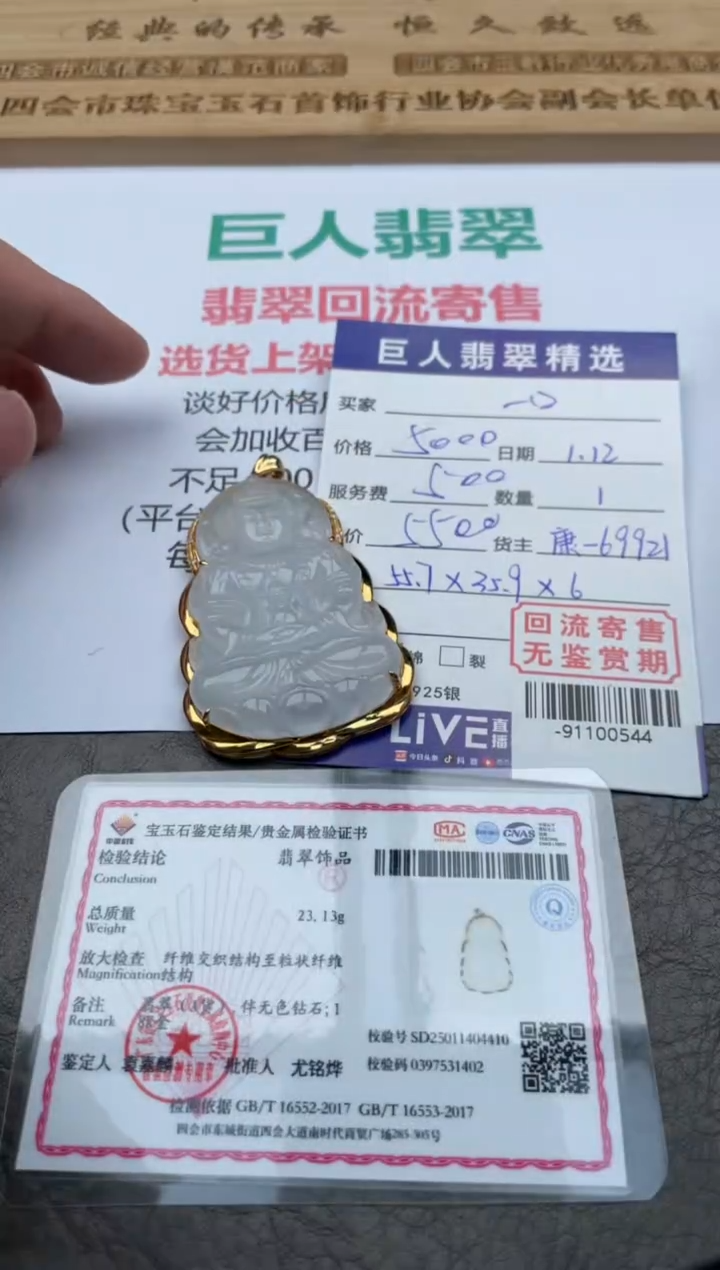 【闪购商品】翡翠颈饰18K金镶嵌-91100544