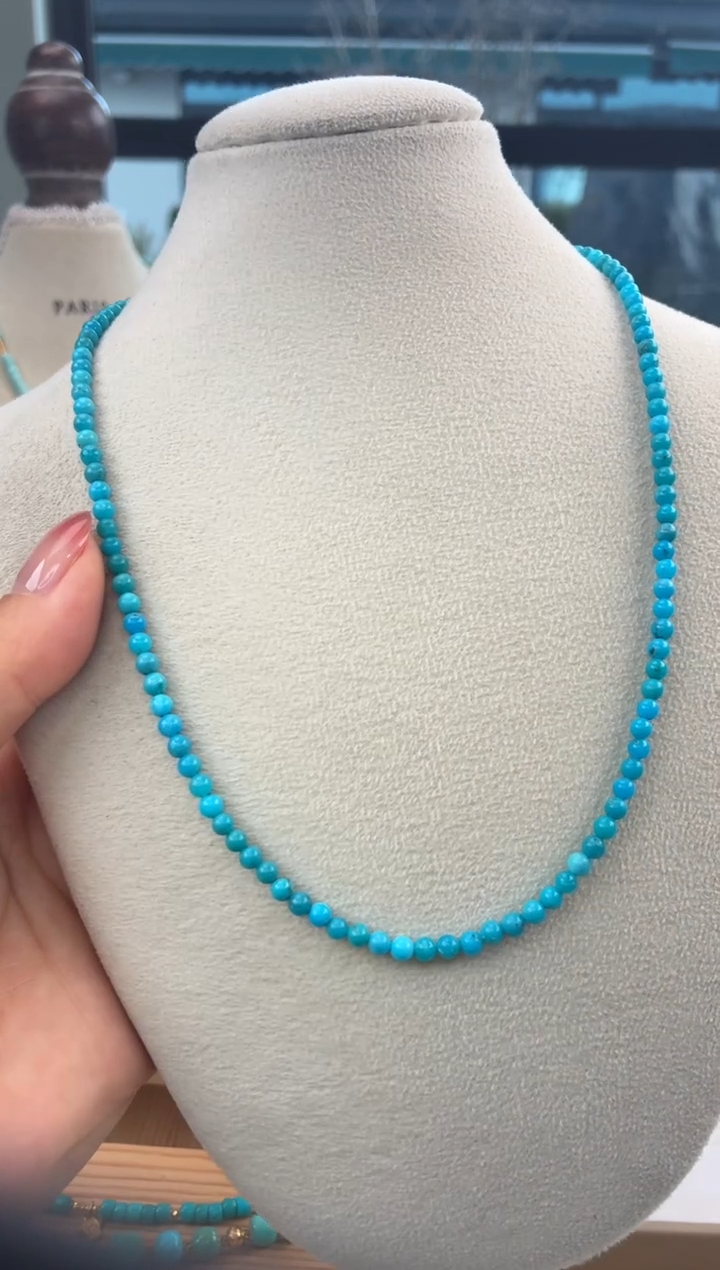 18K金镶嵌绿松石项链1