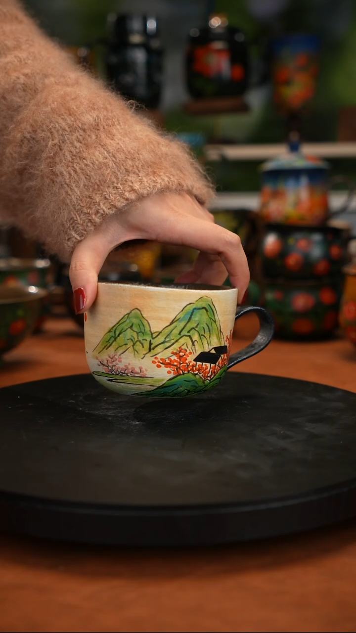 紫砂油画手绘釉下彩