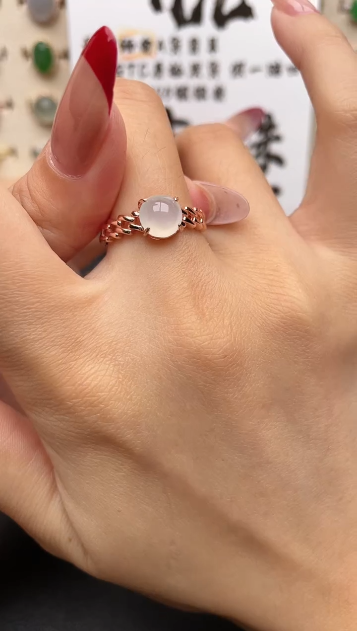 【闪购商品】翡翠戒指银S925镶嵌一物一证一礼盒