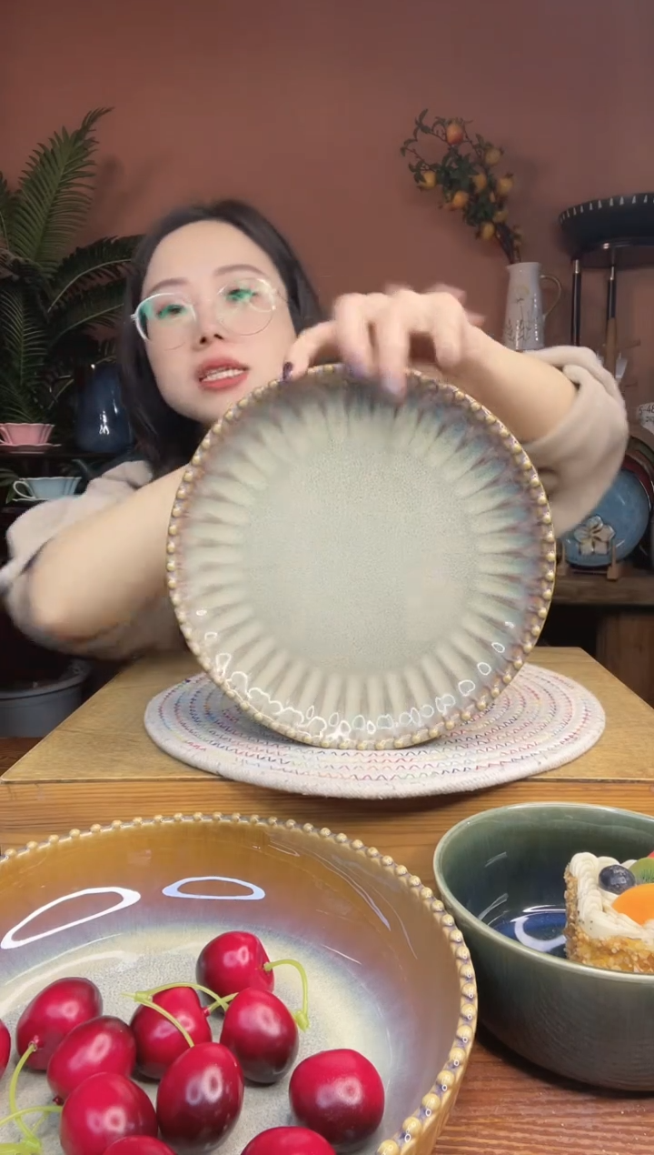 陶瓷8.5英寸黄色波点 小盘 微瑕 