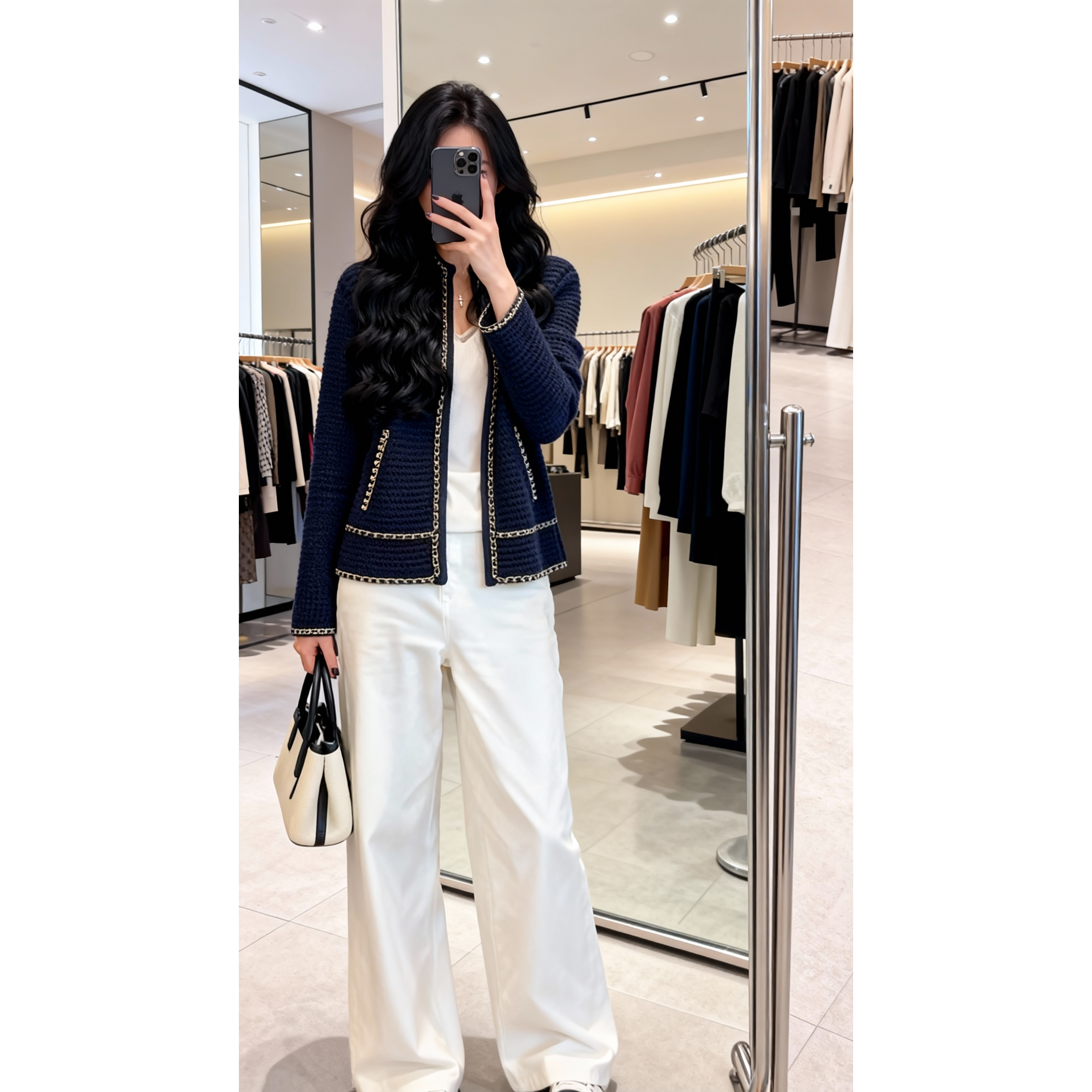 【现货秒发】财阀千金拼接设计开衫女别致外套