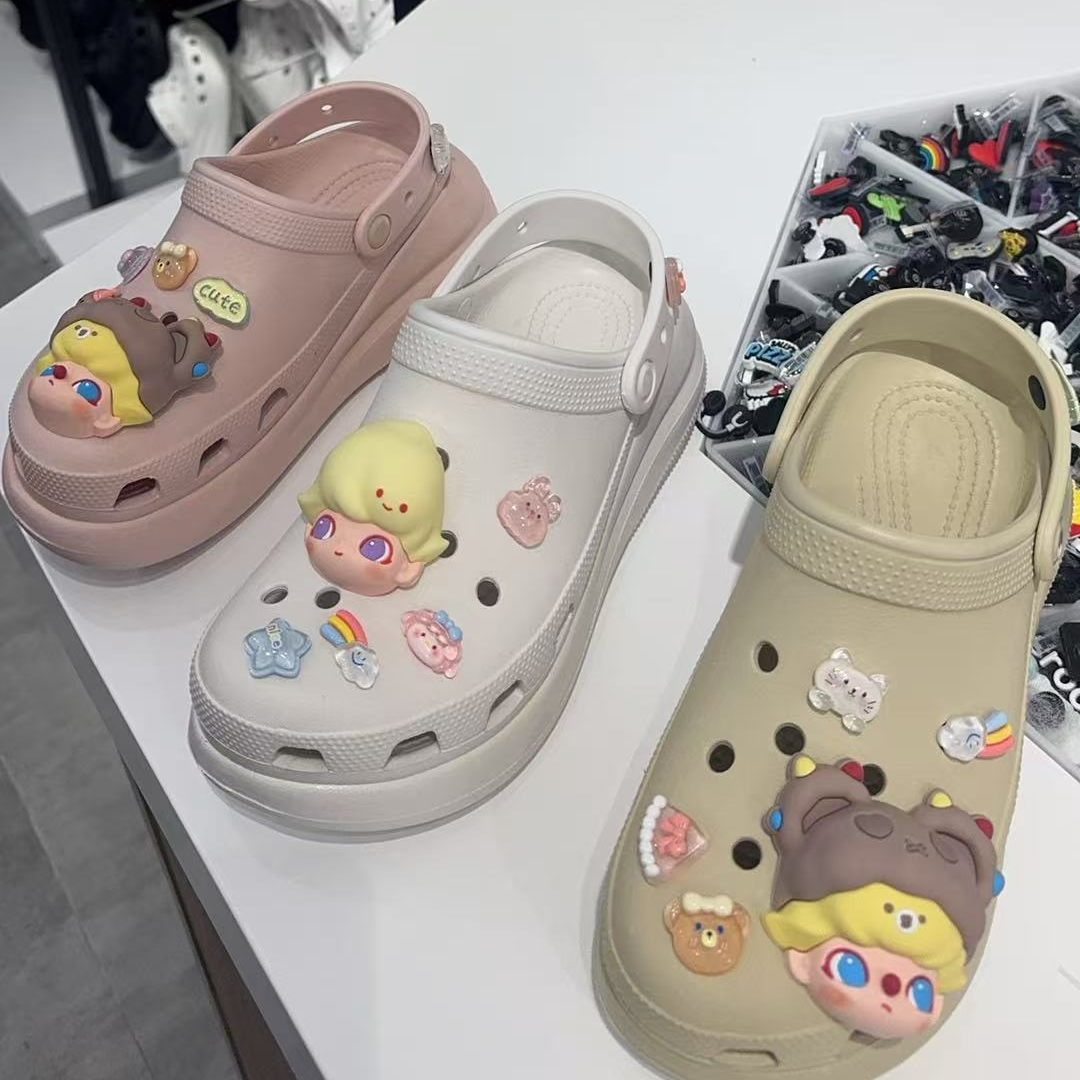 韩国代购泡芙洞洞鞋 跟高5.2cm外穿厚底防滑情侣洞洞鞋