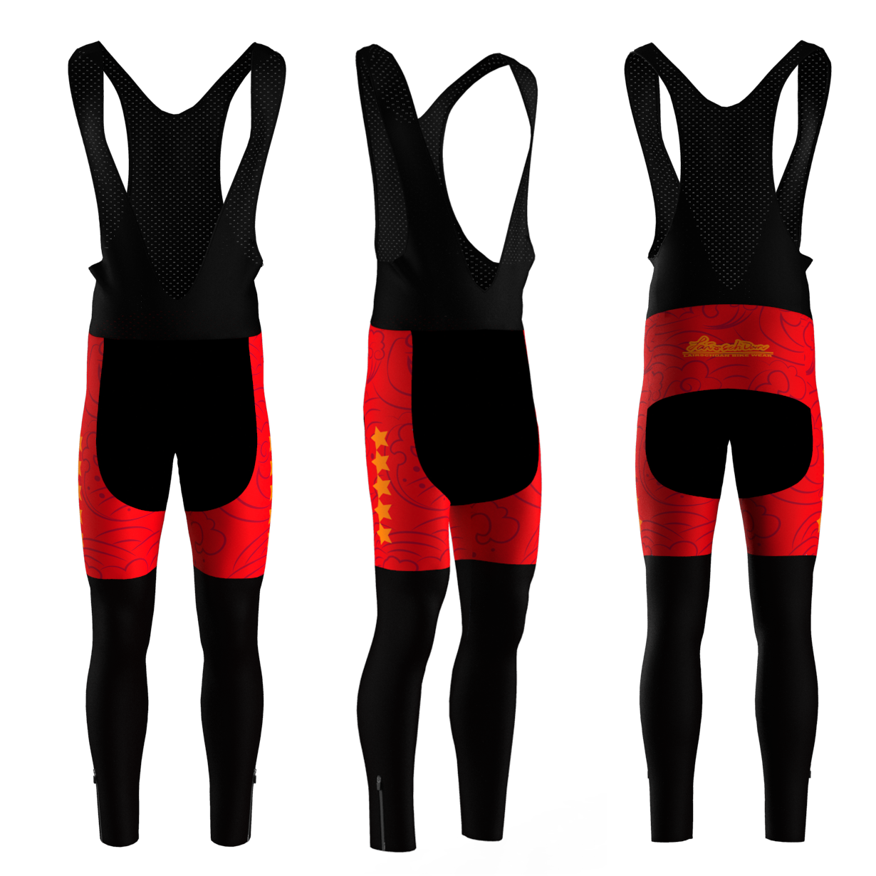 LairschDan冬季加绒骑行裤男长裤暗红宝蓝条纹专业山地车骑行装备