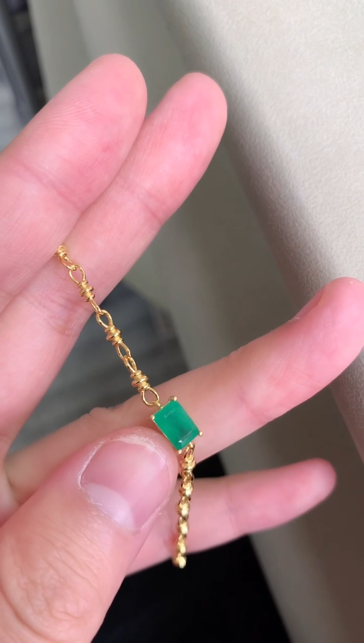 【闪购商品】祖母绿手链银S925镶嵌手链