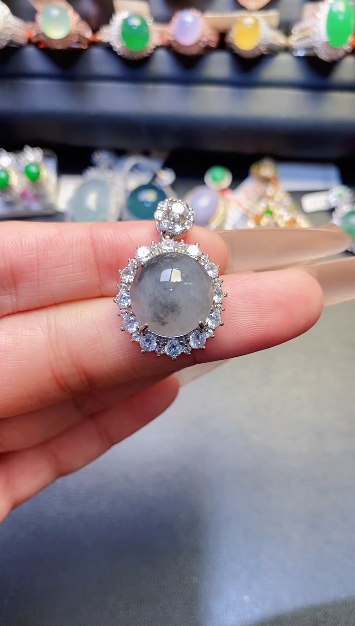 银S925镶嵌戒指翡翠天然