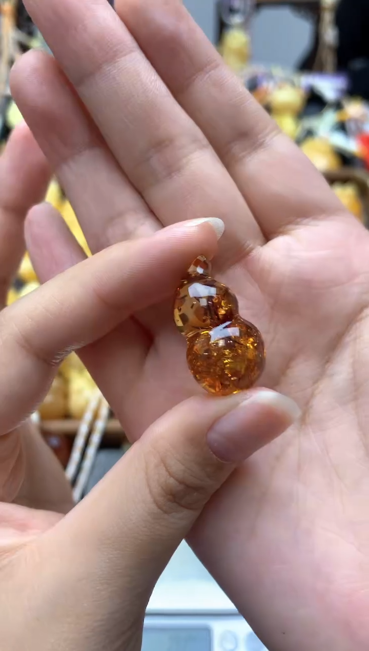 未镶嵌琥珀珠宝奇石014琥珀蜜蜡花粉有纹小坑介意勿拍