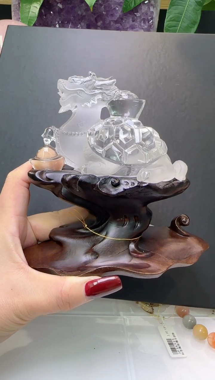 【闪购商品】水晶摆件未镶嵌白水晶龙龟摆件 JP38259
