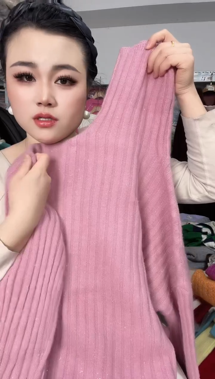 高领毛衣  粉色  