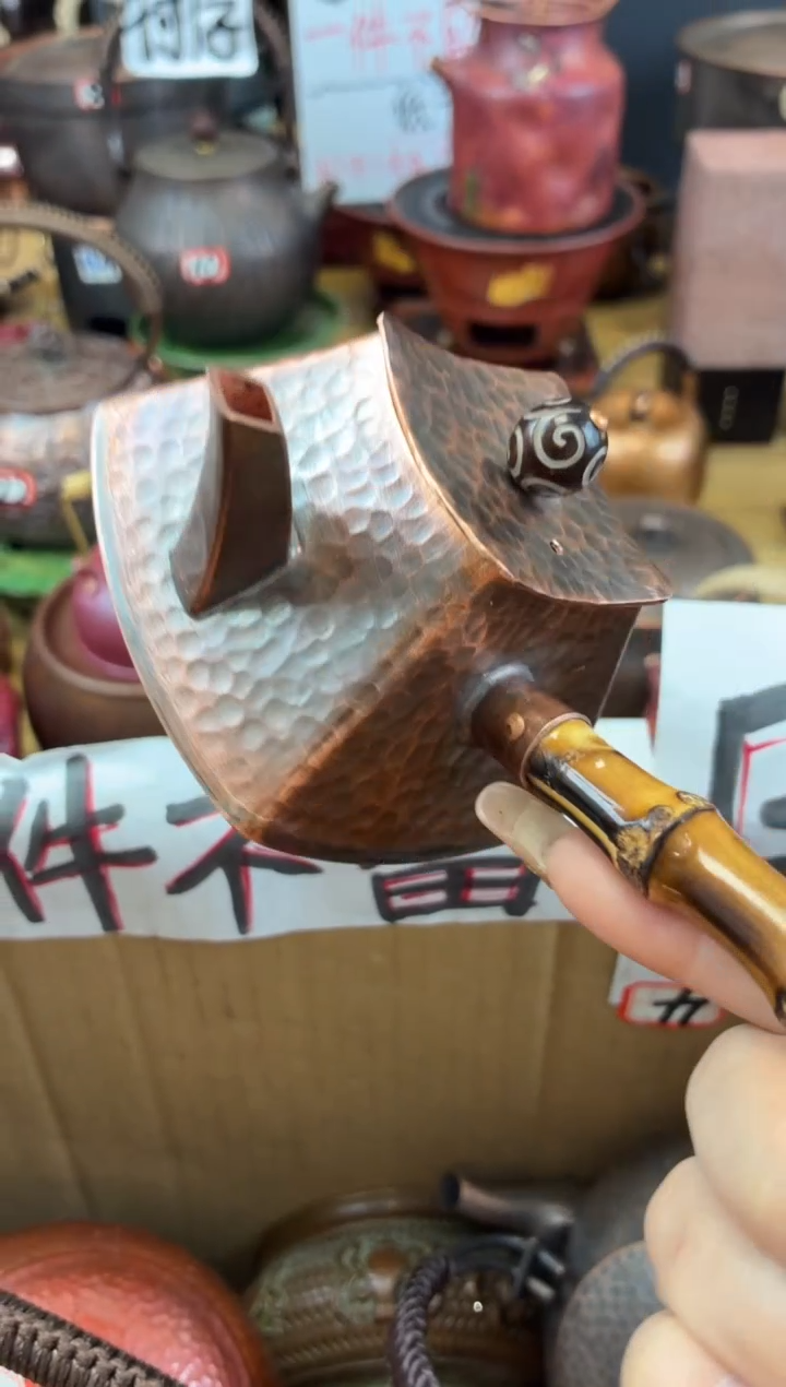 竹节四方侧把小壶   