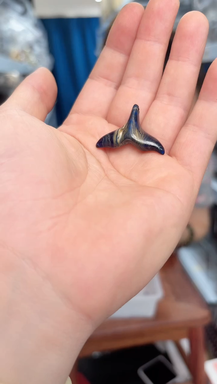 木大漆蓝色鱼尾一个