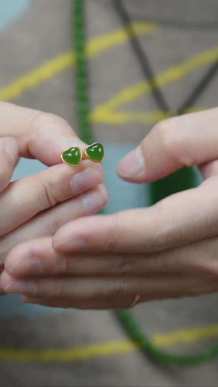 【闪购商品】和田玉耳饰银S925镶嵌1