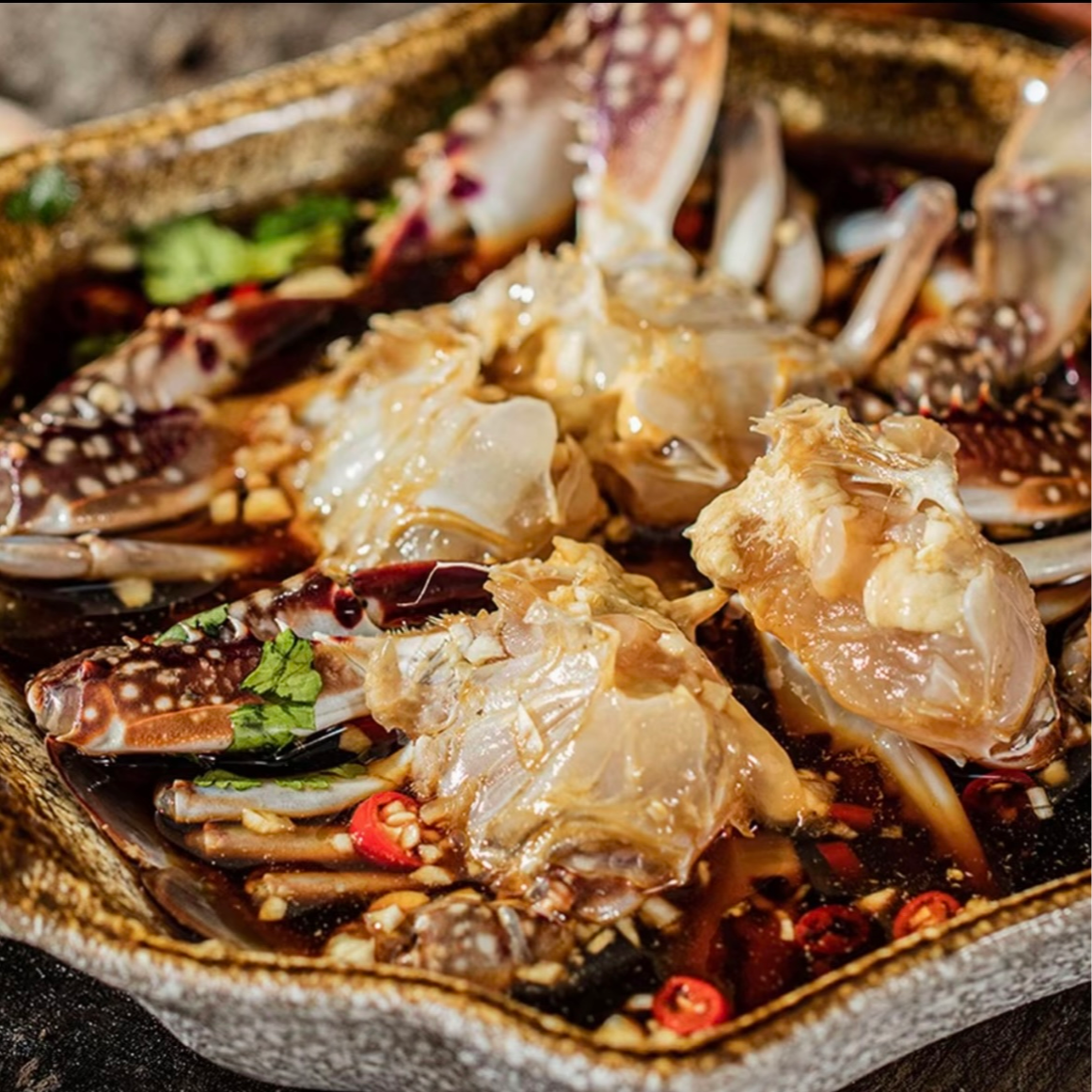 正宗舟山生腌舟山梭子蟹块现做现发生吃 250克/桶鲜甜无添加