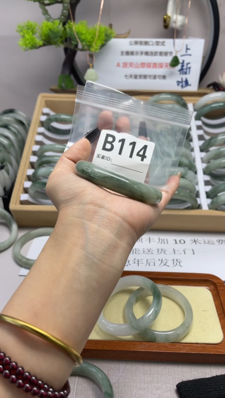 【闪购商品】石英质玉（天山翠）手镯未镶嵌b114