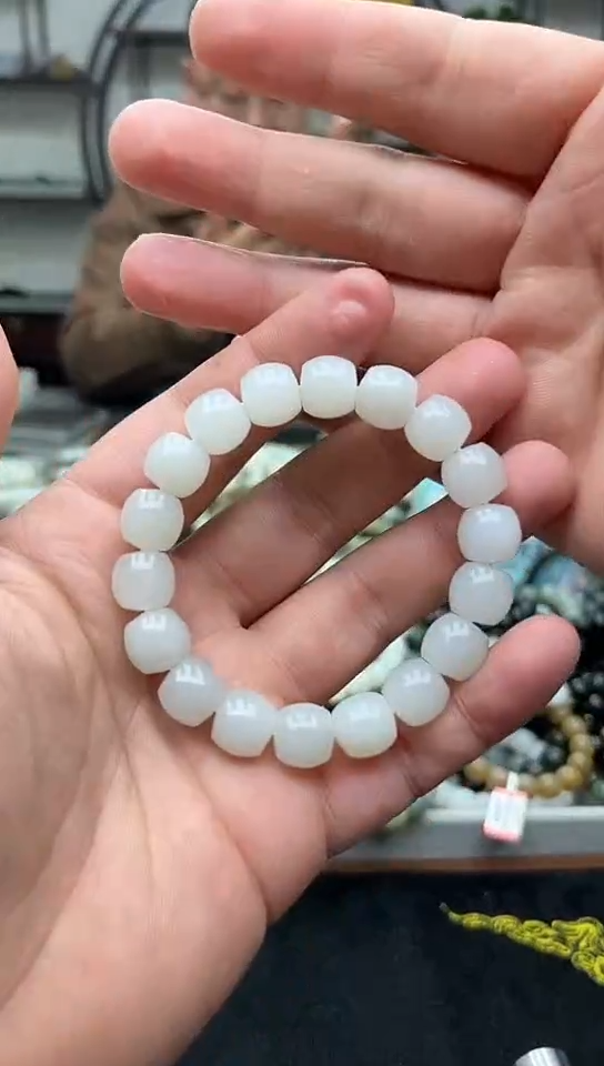 未镶嵌手串和田玉纯天然新疆且末金山料白玉12