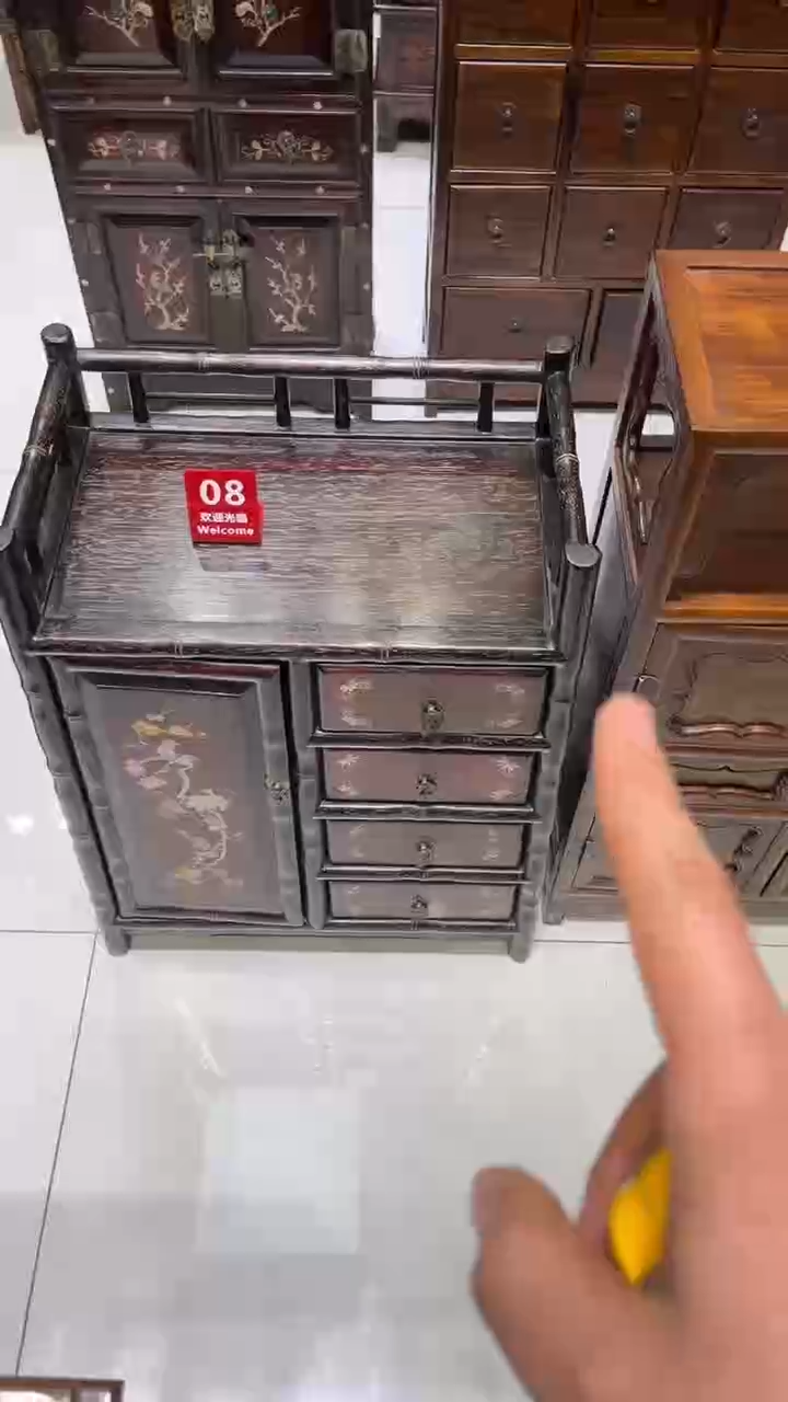 【闪购商品】木喜鹊登梅竹节收纳柜