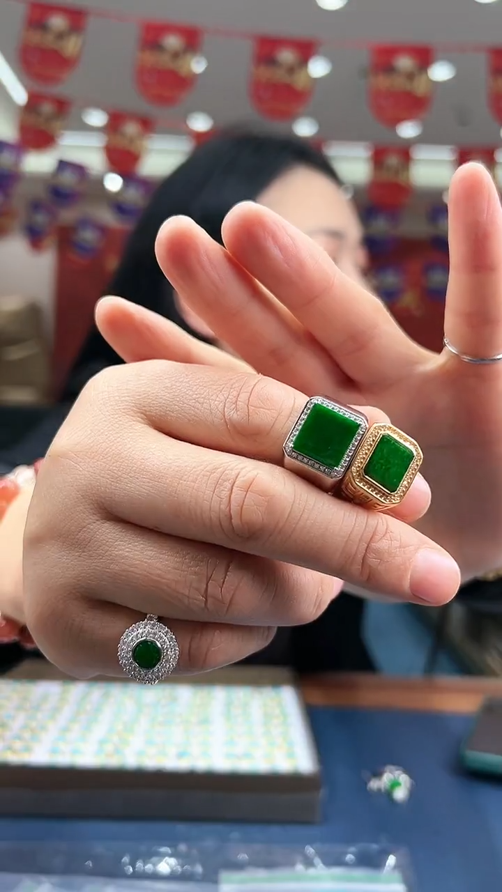 【闪购商品】翡翠戒指银S925镶嵌翡翠S925戒指