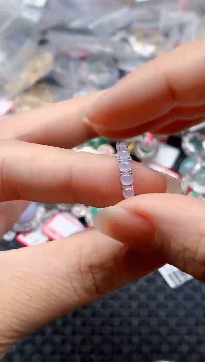 银S925镶嵌戒指翡翠天然A货缅甸翡翠