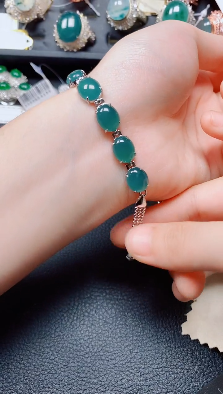 银S925镶嵌手链翡翠翡翠