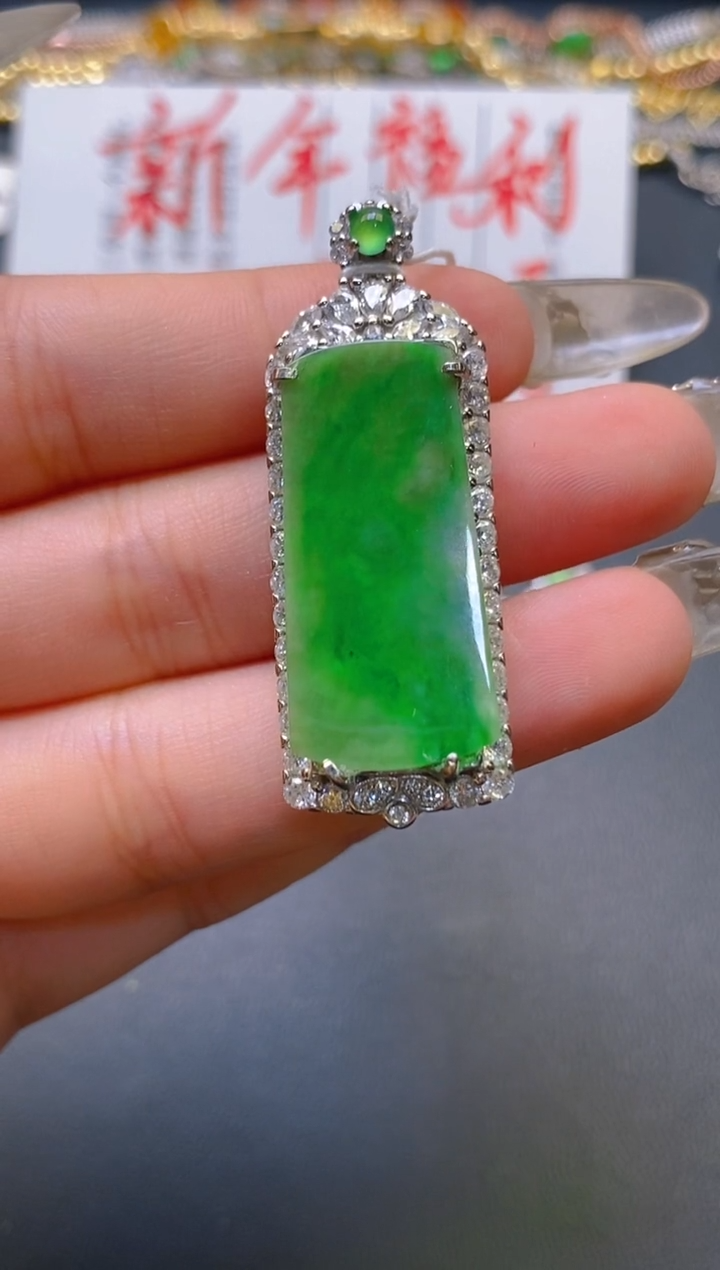 【闪购商品】翡翠耳饰银S925镶嵌天然A货翡翠1