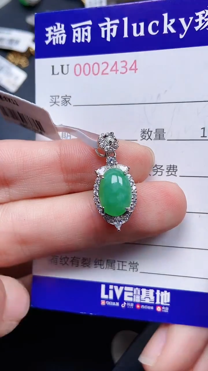 颈饰银S925镶嵌翡翠2434