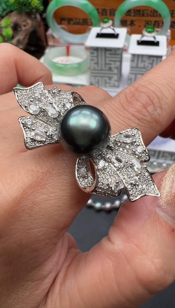 【闪购商品】海水珍珠戒指银S925镶嵌10.6mm+截止