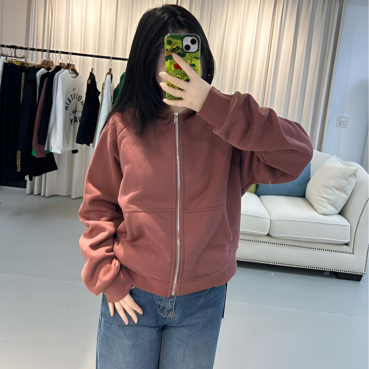 郑姐——连帽开衫加厚保暖卫衣女爆款秋冬小个子慵懒风开衫外套