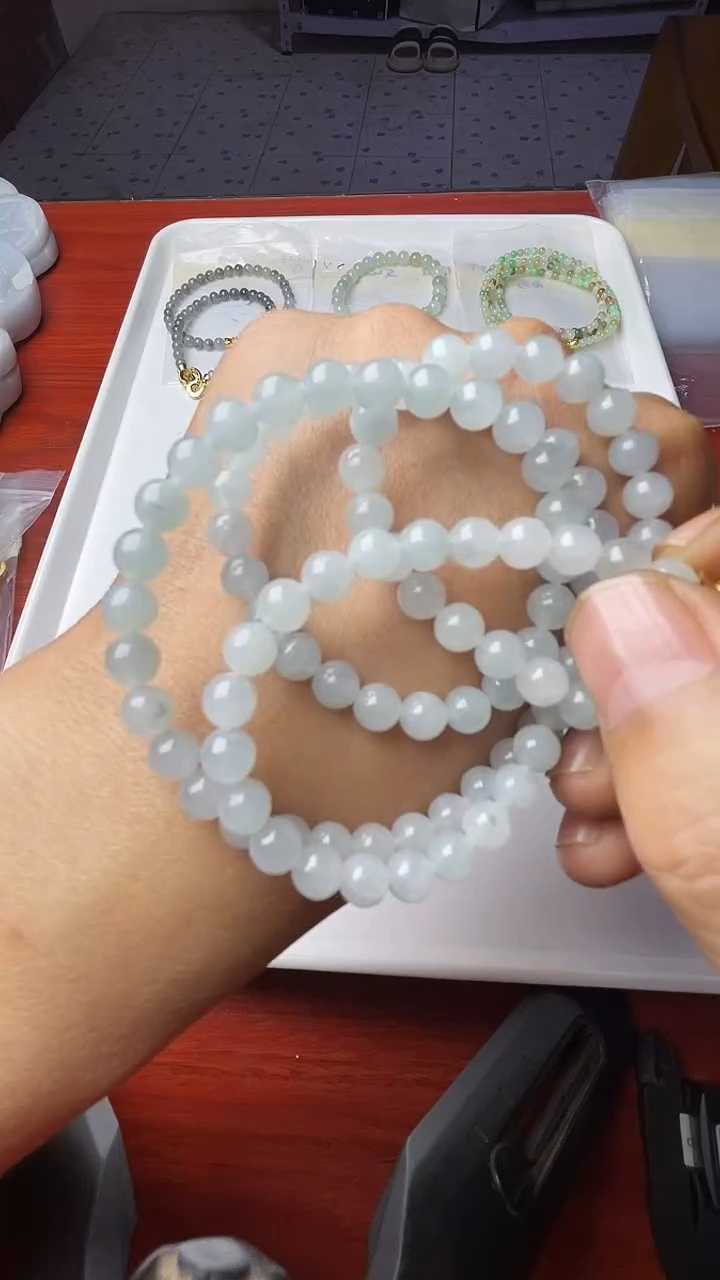 未镶嵌定制翡翠晴底白月光长串珠串卡6