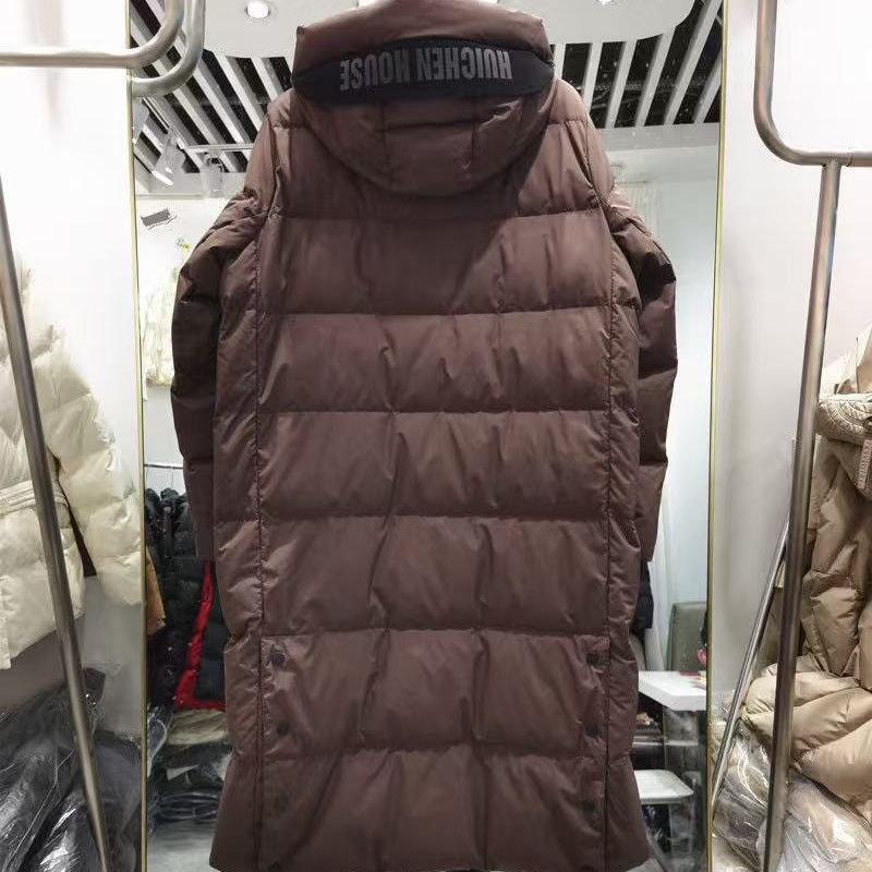 美式过膝长款男女同款连帽加厚白鸭绒羽绒服