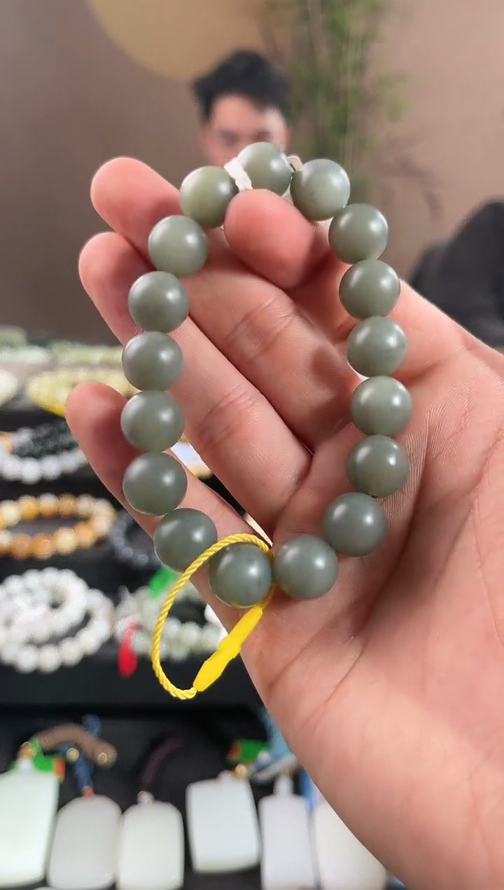 【闪购商品】和田玉手串未镶嵌若羌青花卡12微色差