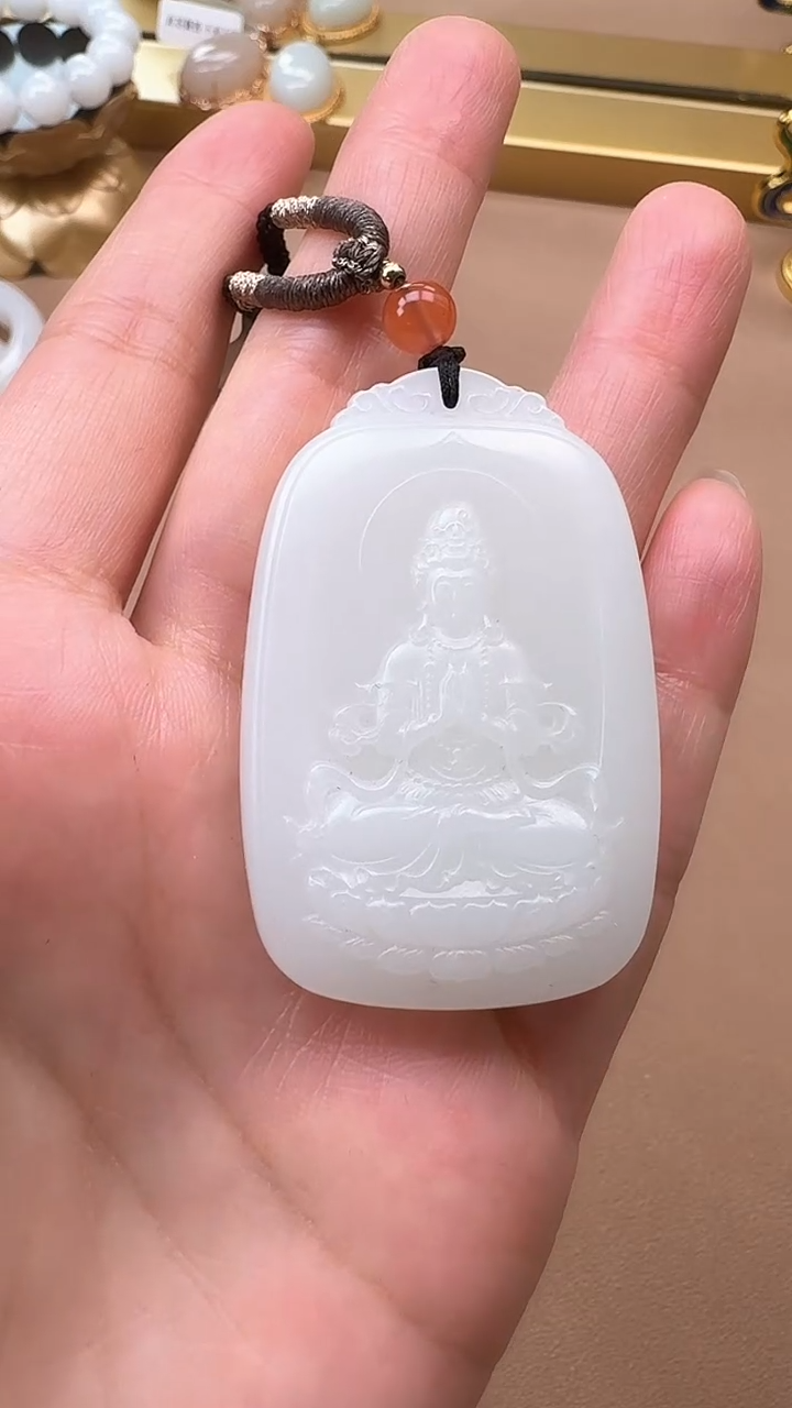 【闪购商品】和田玉吊坠未镶嵌1268白玉坐莲观音